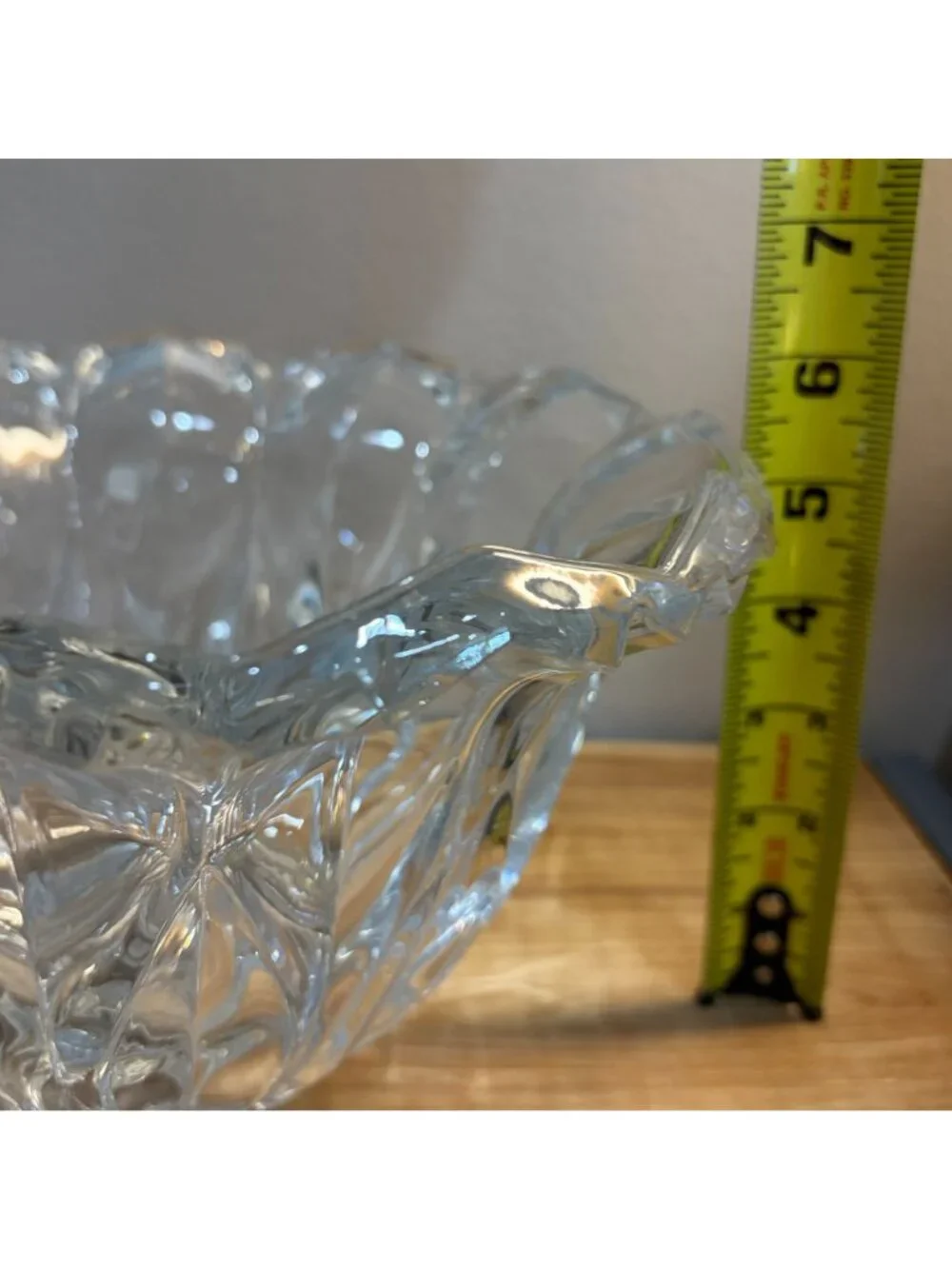 Vintage Crystal Glass Bowl Scalloped Edge Cut Glass Centerpiece Bowl 9.5